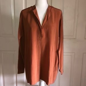 Vince Silk Copper Colored Long Sleeve Tunic Top